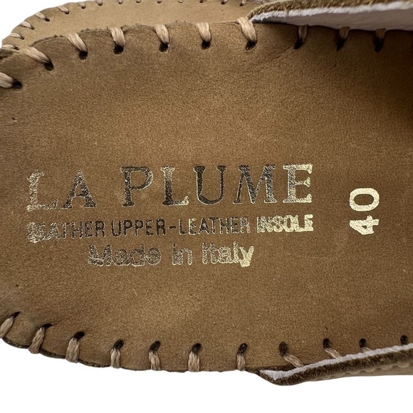 La Plume Brown Leather Slide Wedge Slip On Sandals Size 40 Women's - Picture 2 of 8